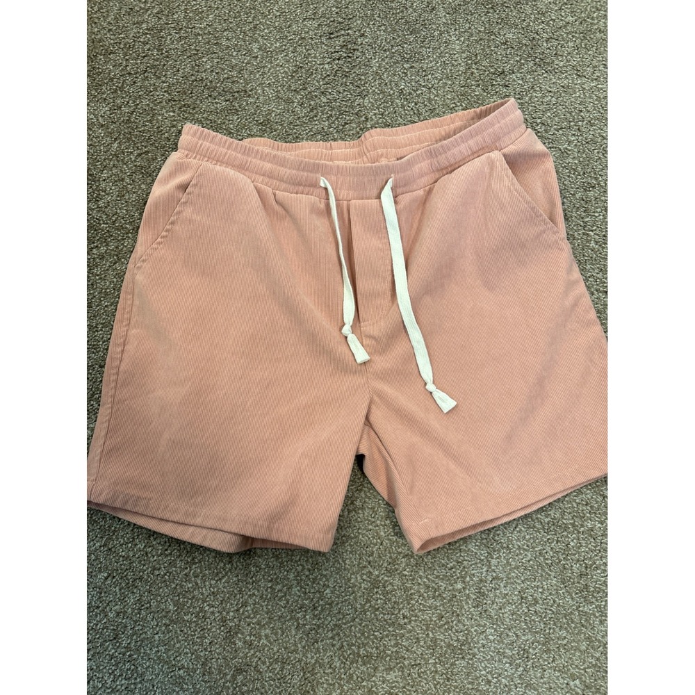 Unbranded Corduroy Shorts Mens Size L Pink Excellent Drawstring Casual Beach